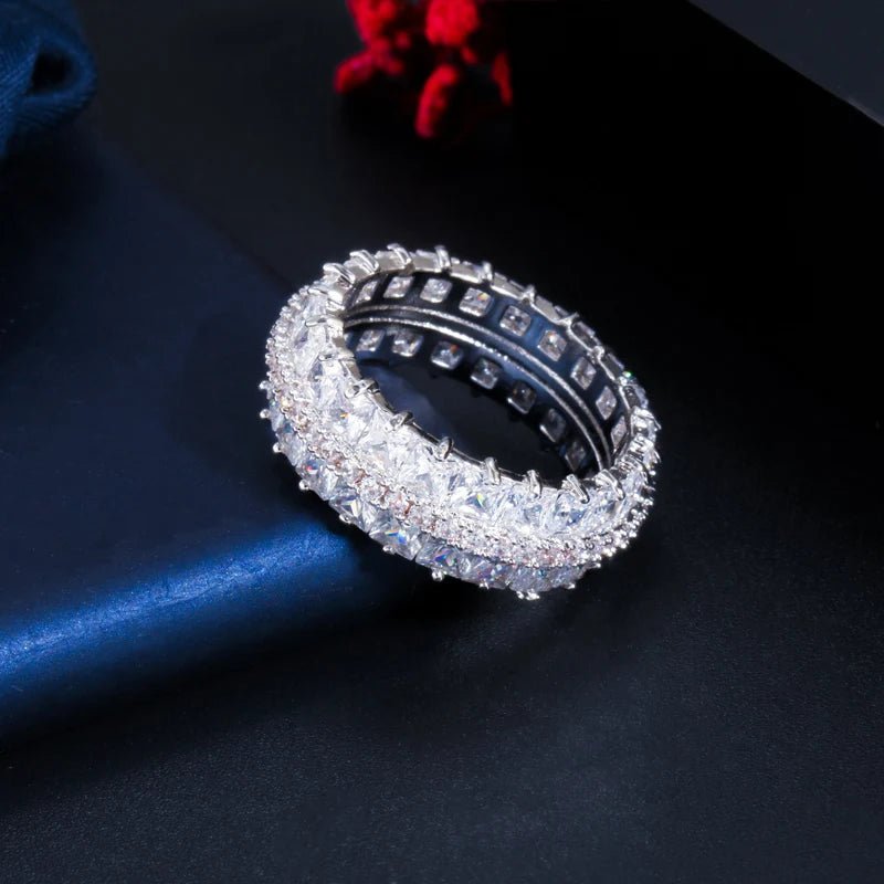 RingsTwo Line Square Pave Ring R175 - WS JewelleryBridal RingCocktail RingRing