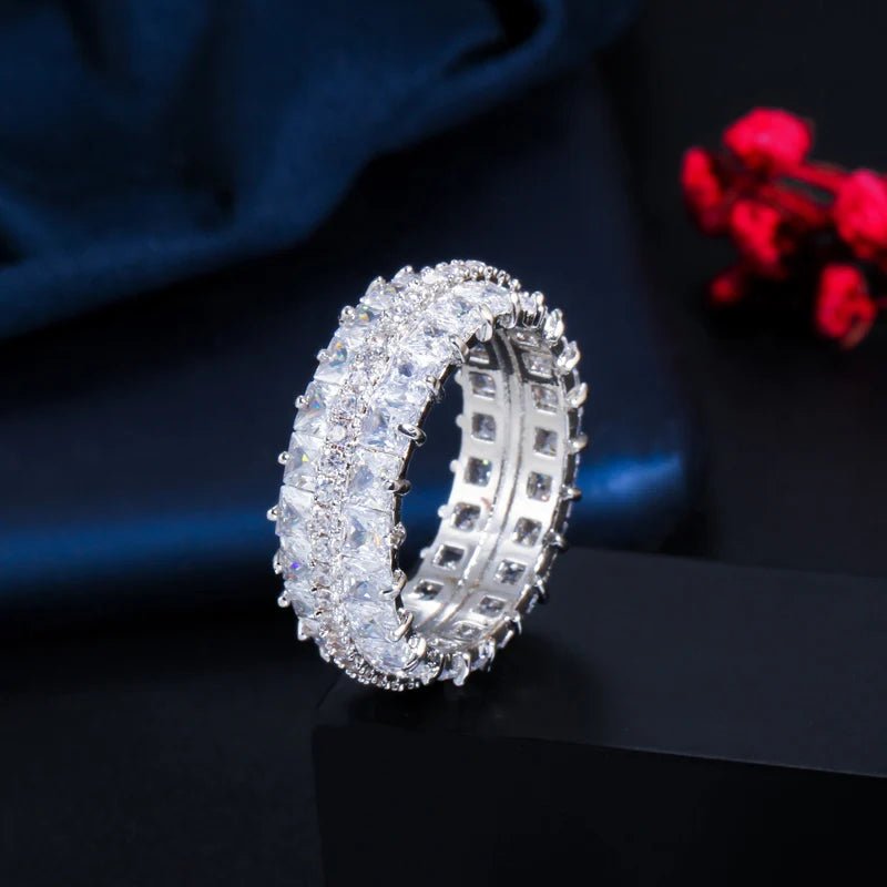 RingsTwo Line Square Pave Ring R175 - WS JewelleryBridal RingCocktail RingRing