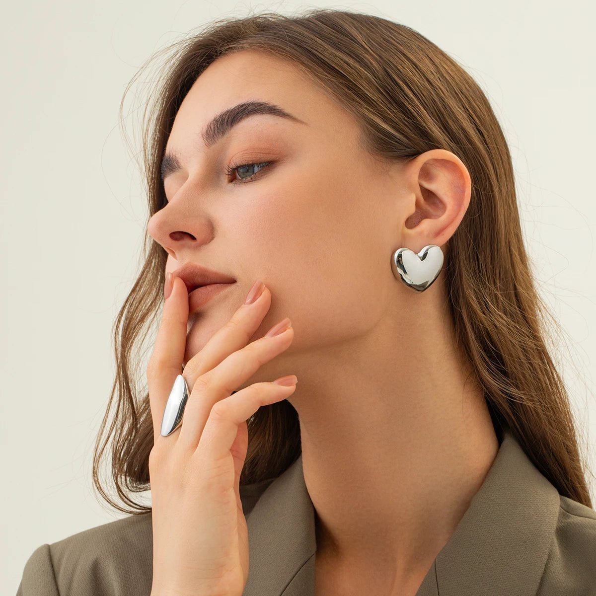Vintage 18k Gold Plated Stainless Steel Heart Stud Earrings - WS JewelleryStainless Steel