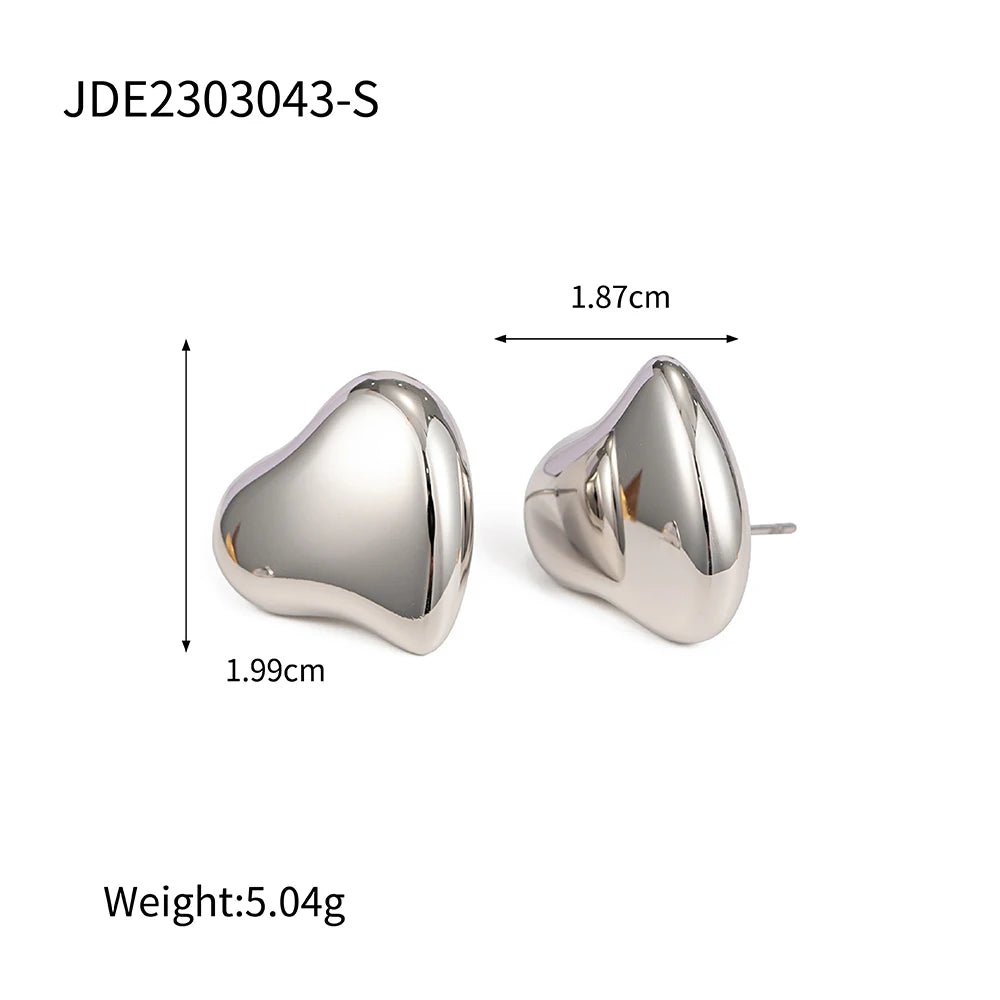 Vintage 18k Gold Plated Stainless Steel Heart Stud Earrings - WS JewelleryStainless Steel