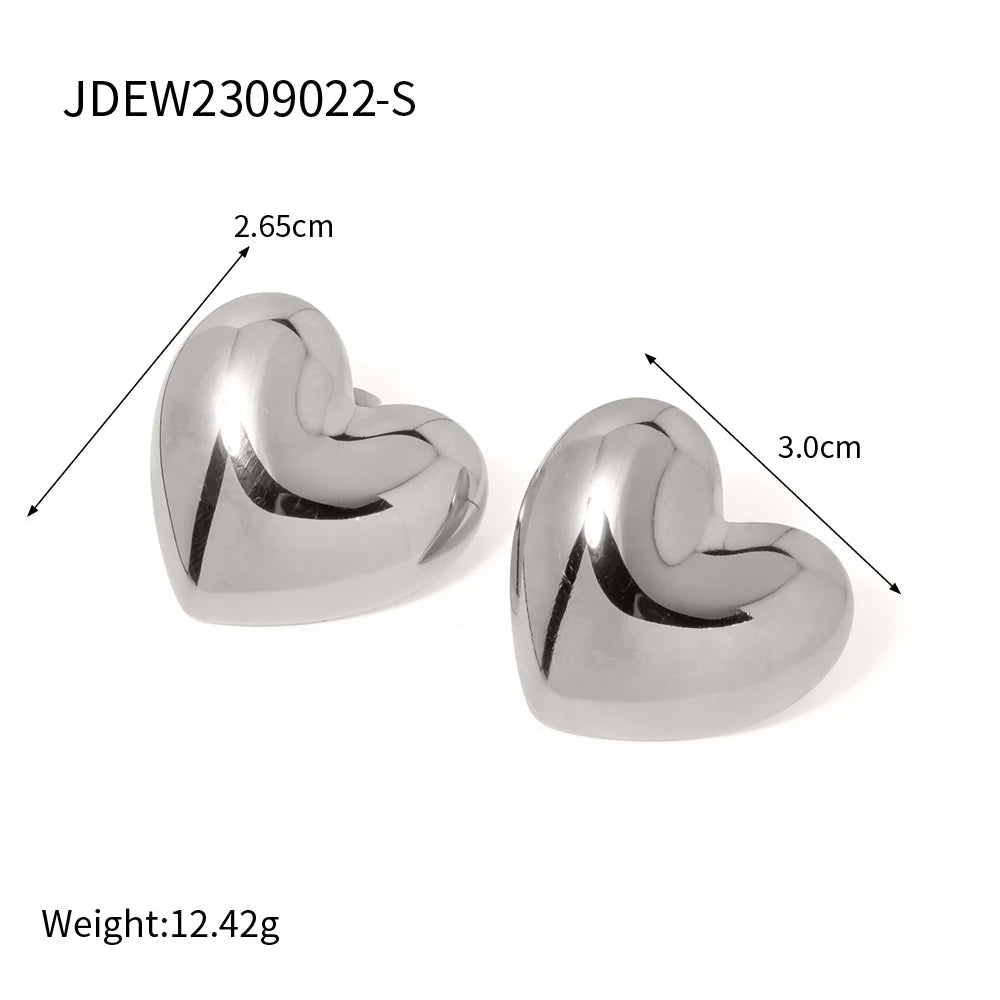 Vintage 18k Gold Plated Stainless Steel Heart Stud Earrings - WS JewelleryStainless Steel