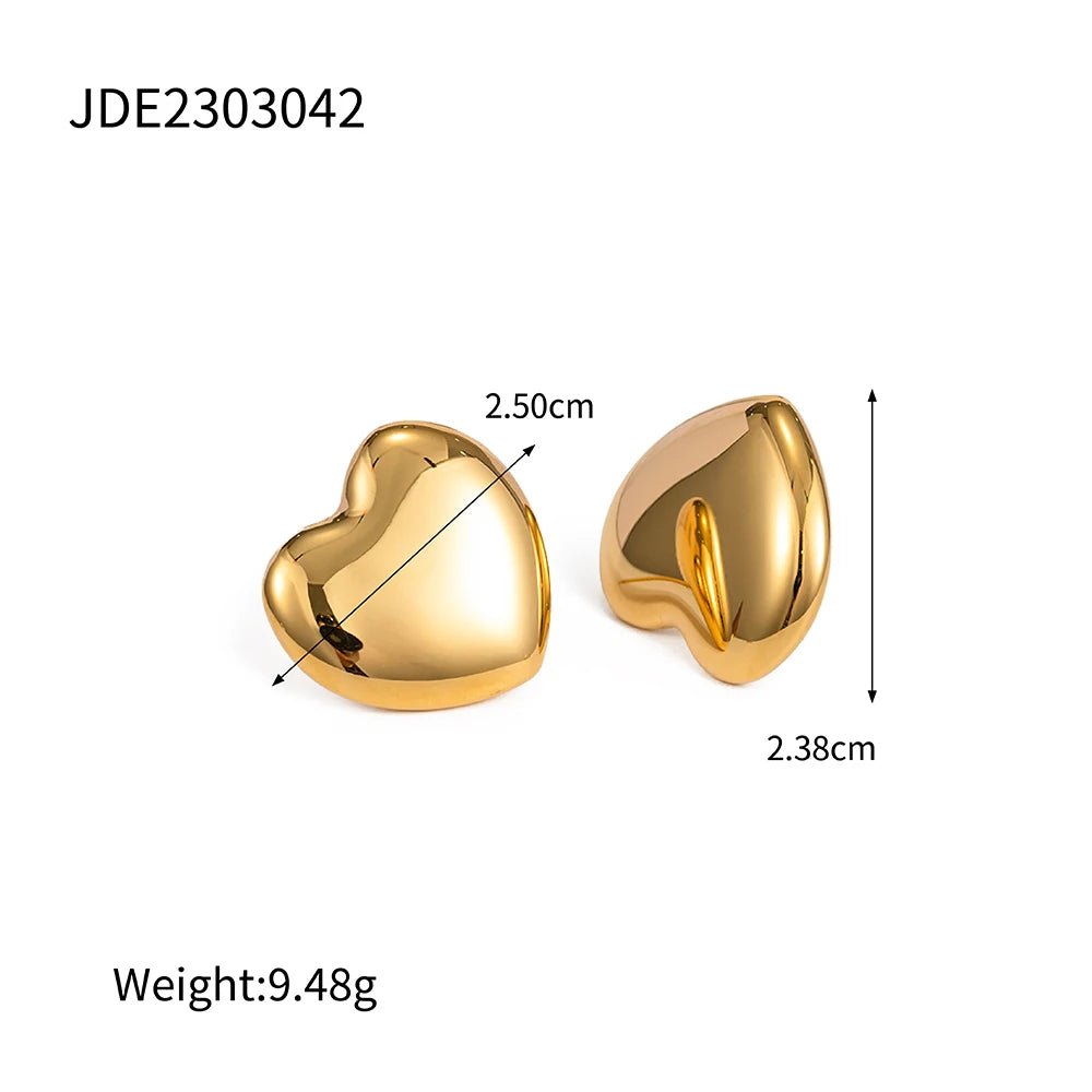 Vintage 18k Gold Plated Stainless Steel Heart Stud Earrings - WS JewelleryStainless Steel