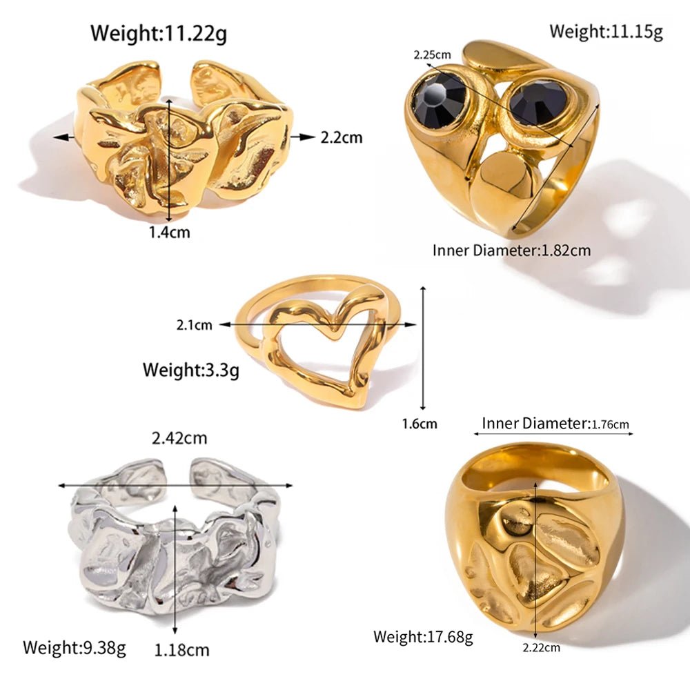 Vintage Geometric Waterproof Stainless Steel Heart Shaped Ring Charm Ring - WS JewelleryStainless Steel