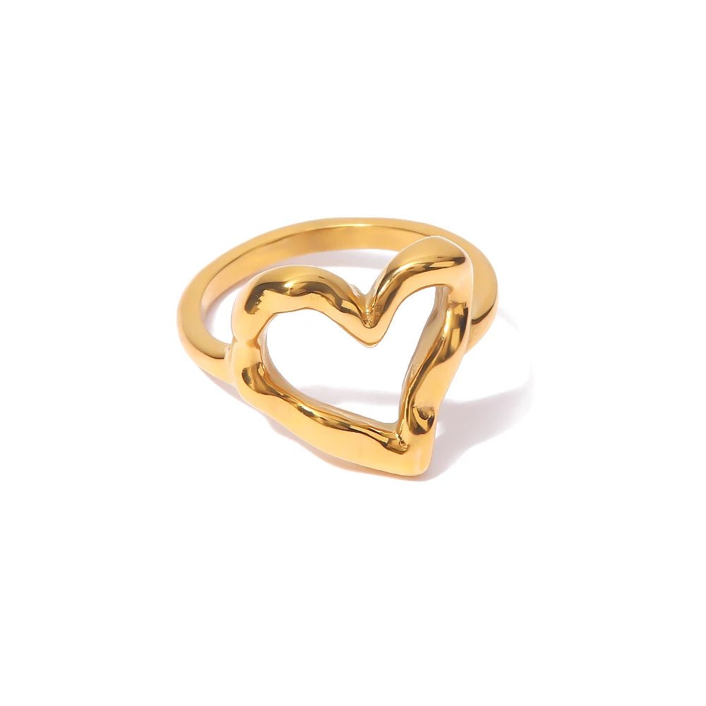 Vintage Geometric Waterproof Stainless Steel Heart Shaped Ring Charm Ring - WS JewelleryStainless Steel