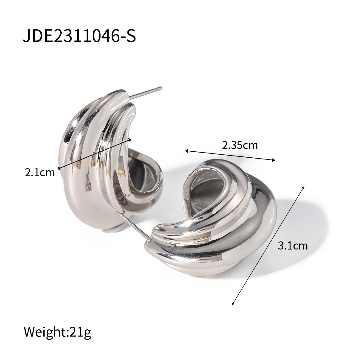 Waterproof Minimalist Geometric Stainless Steel C - shaped Earrings - WS JewelleryStainless Steel