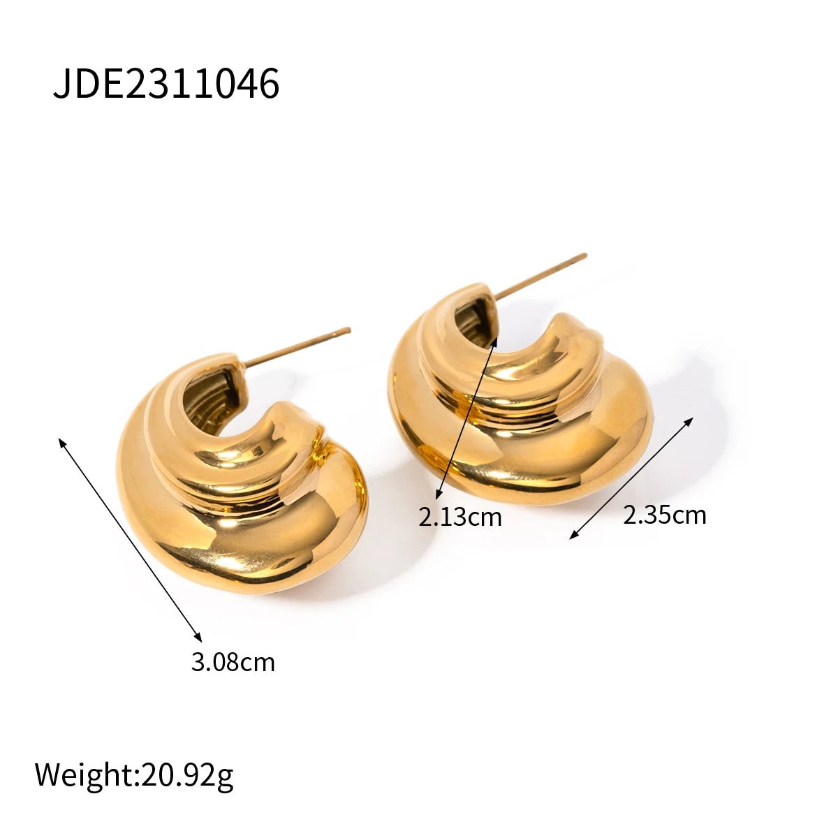 Waterproof Minimalist Geometric Stainless Steel C - shaped Earrings - WS JewelleryStainless Steel