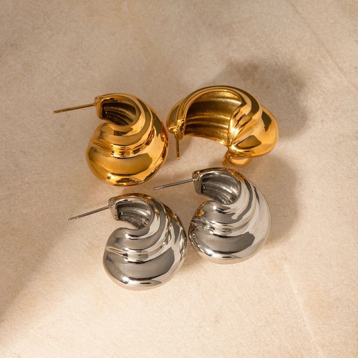 Waterproof Minimalist Geometric Stainless Steel C - shaped Earrings - WS JewelleryStainless Steel