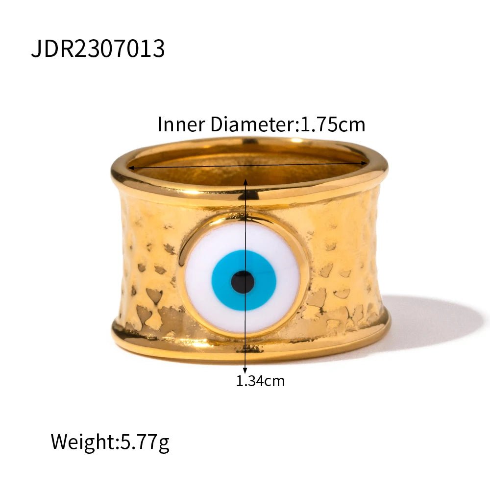 Waterproof Stainless Steel Golden Devil Eye Bead Ring - WS JewelleryStainless Steel