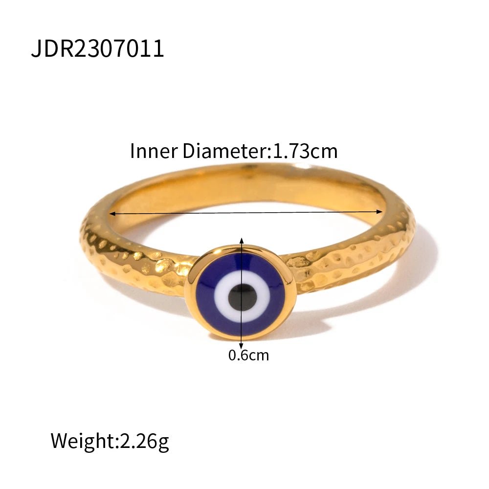 Waterproof Stainless Steel Golden Devil Eye Bead Ring - WS JewelleryStainless Steel