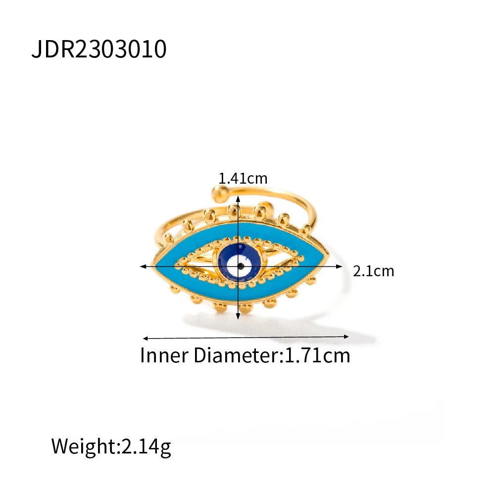 Waterproof Stainless Steel Golden Devil Eye Bead Ring - WS JewelleryStainless Steel