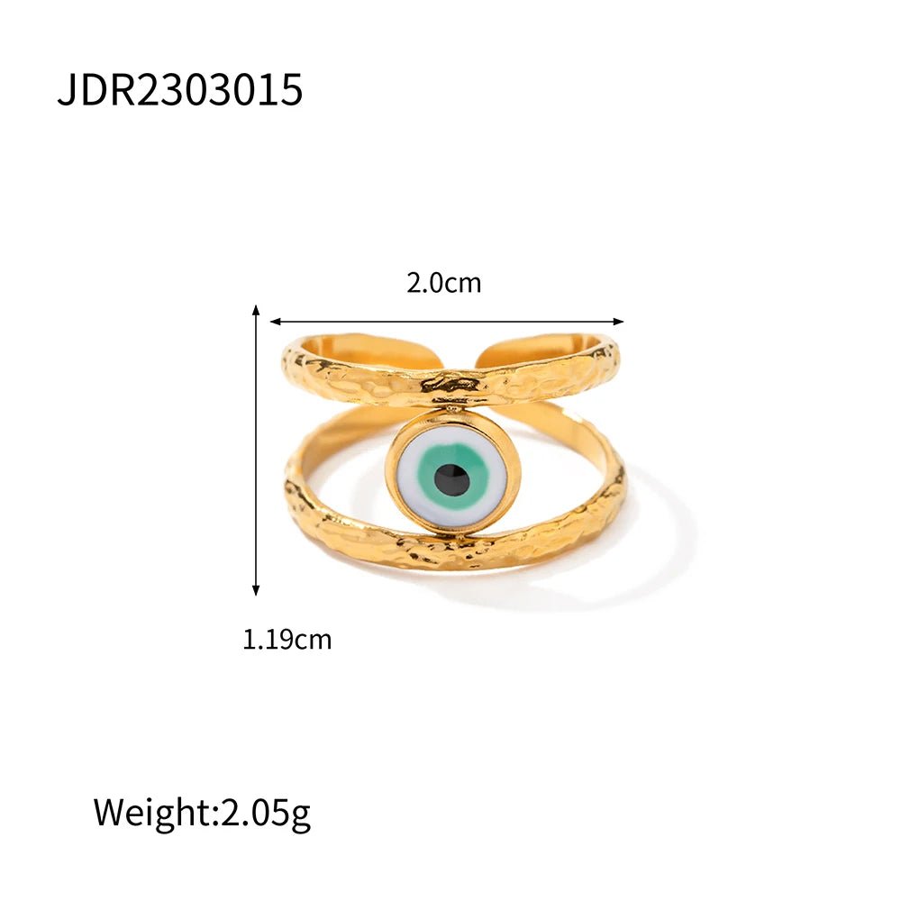 Waterproof Stainless Steel Golden Devil Eye Bead Ring - WS JewelleryStainless Steel