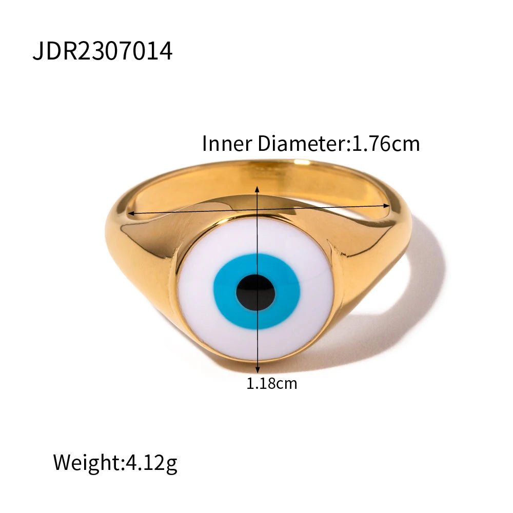 Waterproof Stainless Steel Golden Devil Eye Bead Ring - WS JewelleryStainless Steel