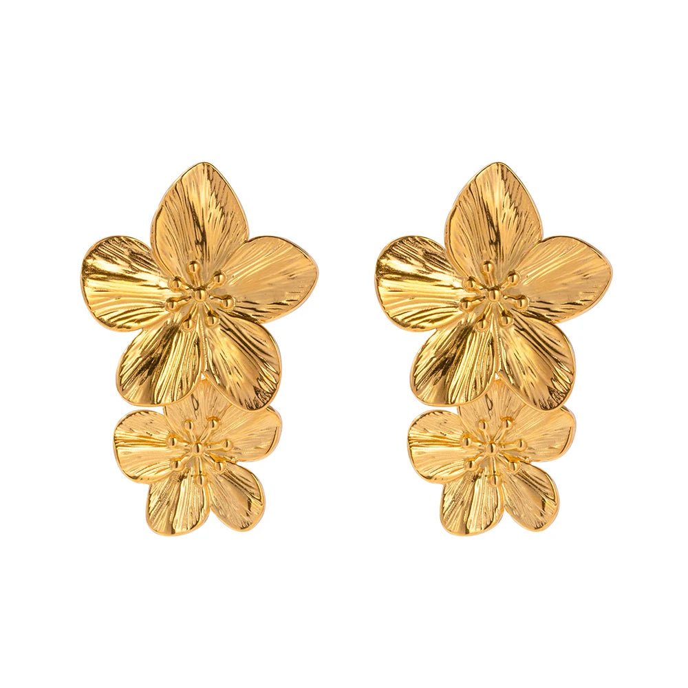 Waterproof Vintage Gold Stainless Steel Flower Earrings - WS JewelleryStainless Steel