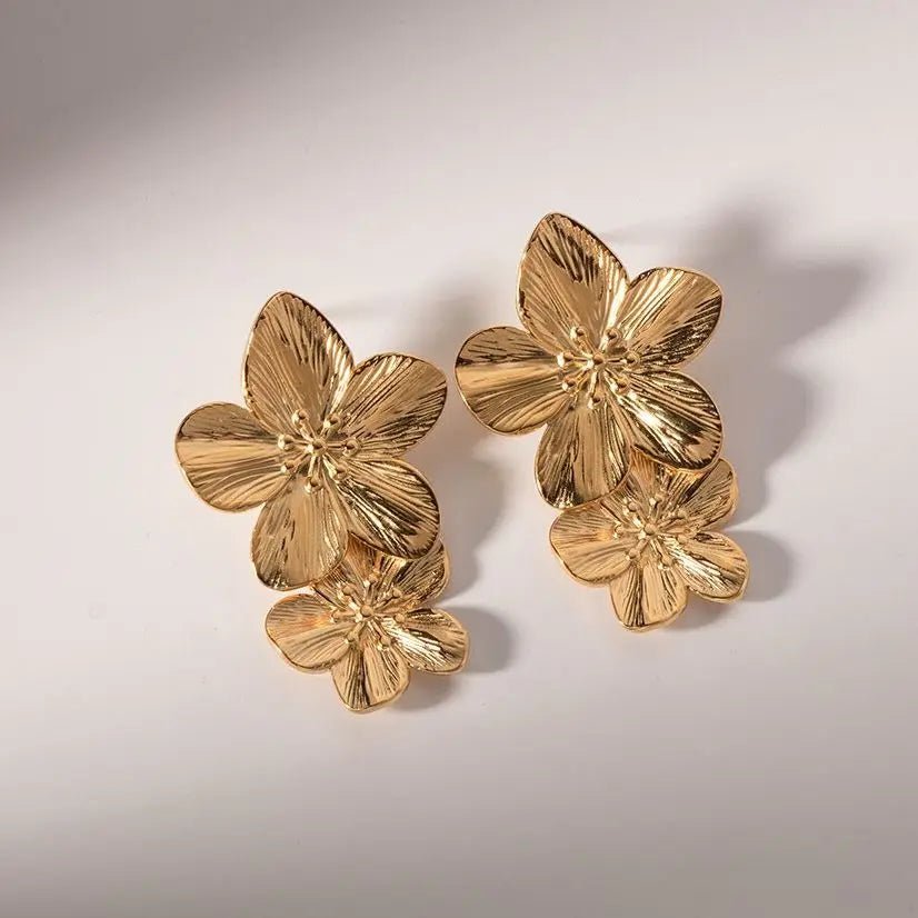 Waterproof Vintage Gold Stainless Steel Flower Earrings - WS JewelleryStainless Steel