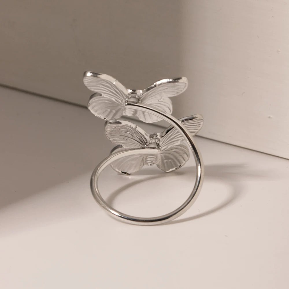 Waterproof Women Butterfly Insect Finger Adjustable Ring - WS JewelleryStainless Steel