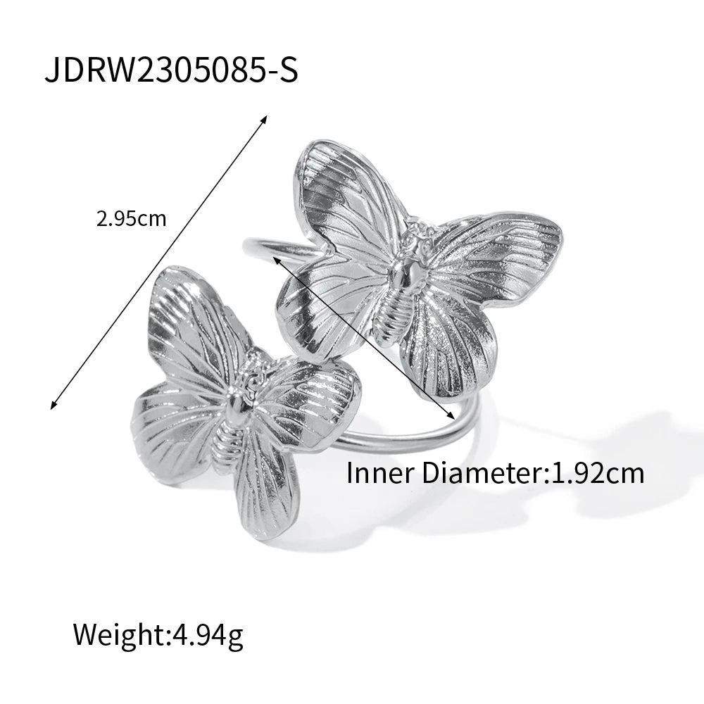 Waterproof Women Butterfly Insect Finger Adjustable Ring - WS JewelleryStainless Steel