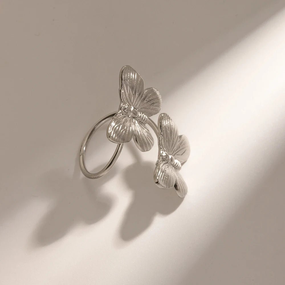 Waterproof Women Butterfly Insect Finger Adjustable Ring - WS JewelleryStainless Steel