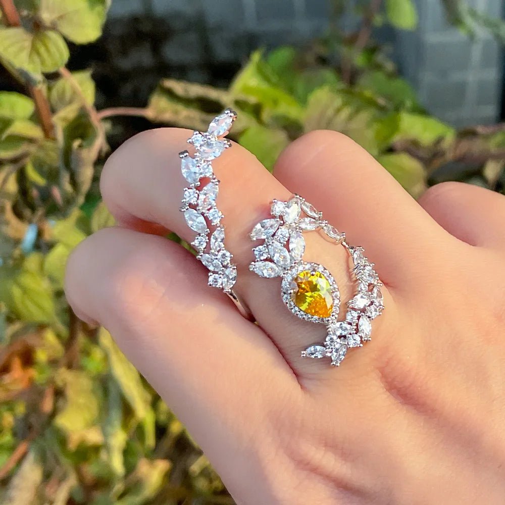RingsYellow Cocktail Open Rings R223 - WS JewelleryBridal RingCocktail RingFlower Ring