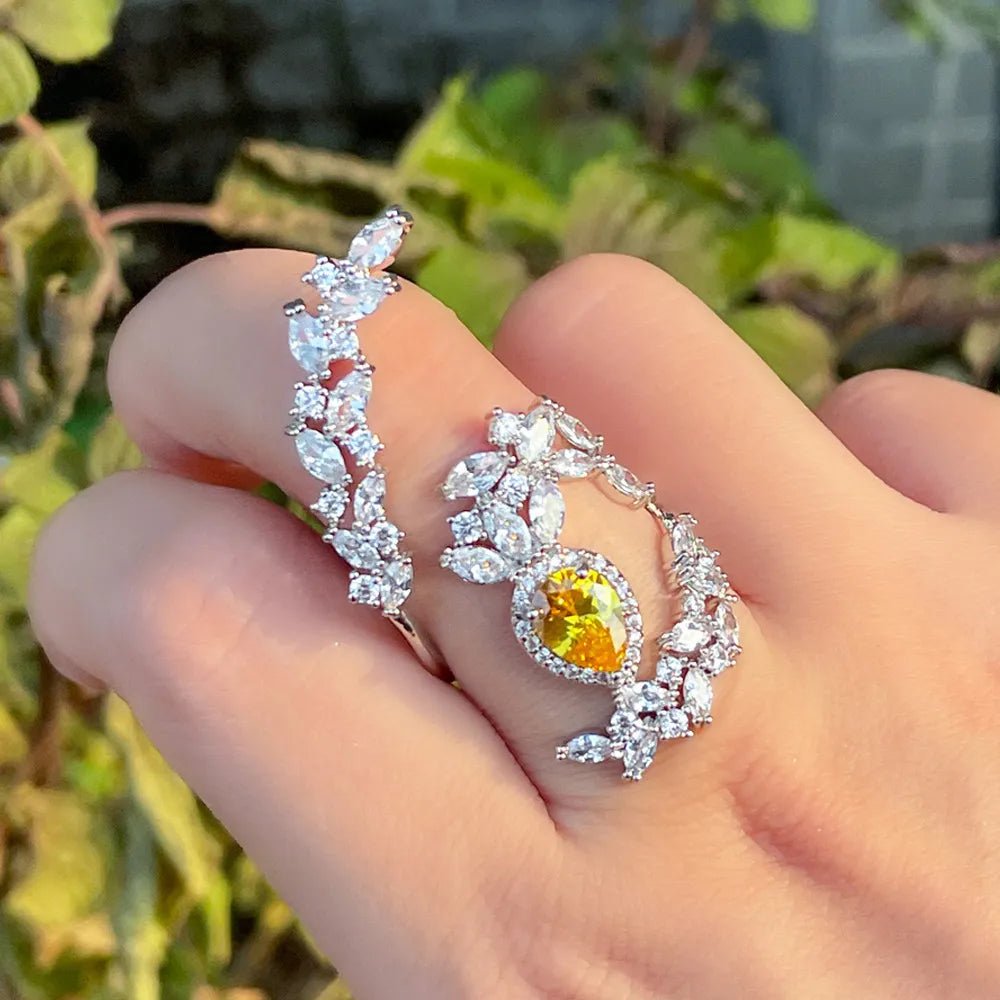 RingsYellow Cocktail Open Rings R223 - WS JewelleryBridal RingCocktail RingFlower Ring