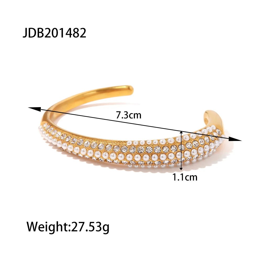 18K Gold Color Waterproof Stainless Steel Cuff Open Bracelet Bangle - WS JewelleryStainless Steel
