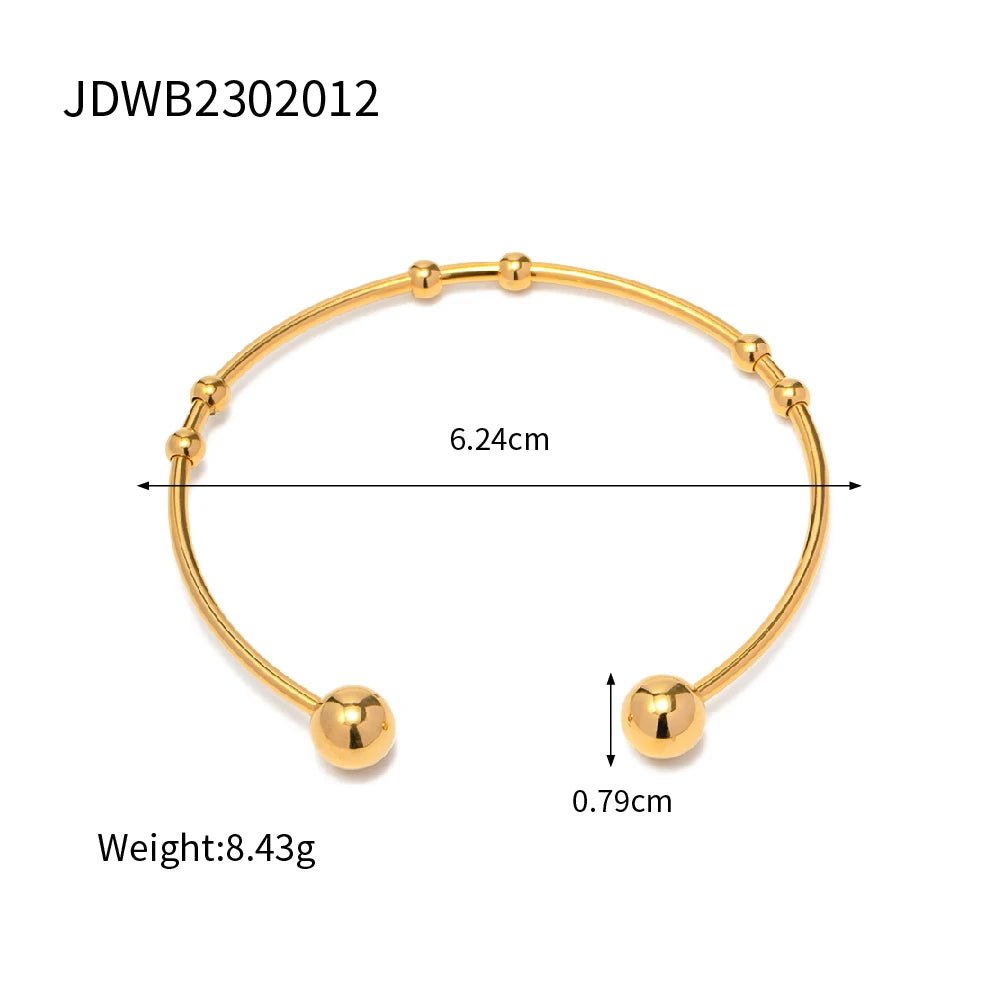 18K Gold Color Waterproof Stainless Steel Cuff Open Bracelet Bangle - WS JewelleryStainless Steel
