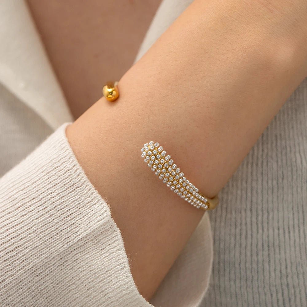 18K Gold Color Waterproof Stainless Steel Cuff Open Bracelet Bangle - WS JewelleryStainless Steel