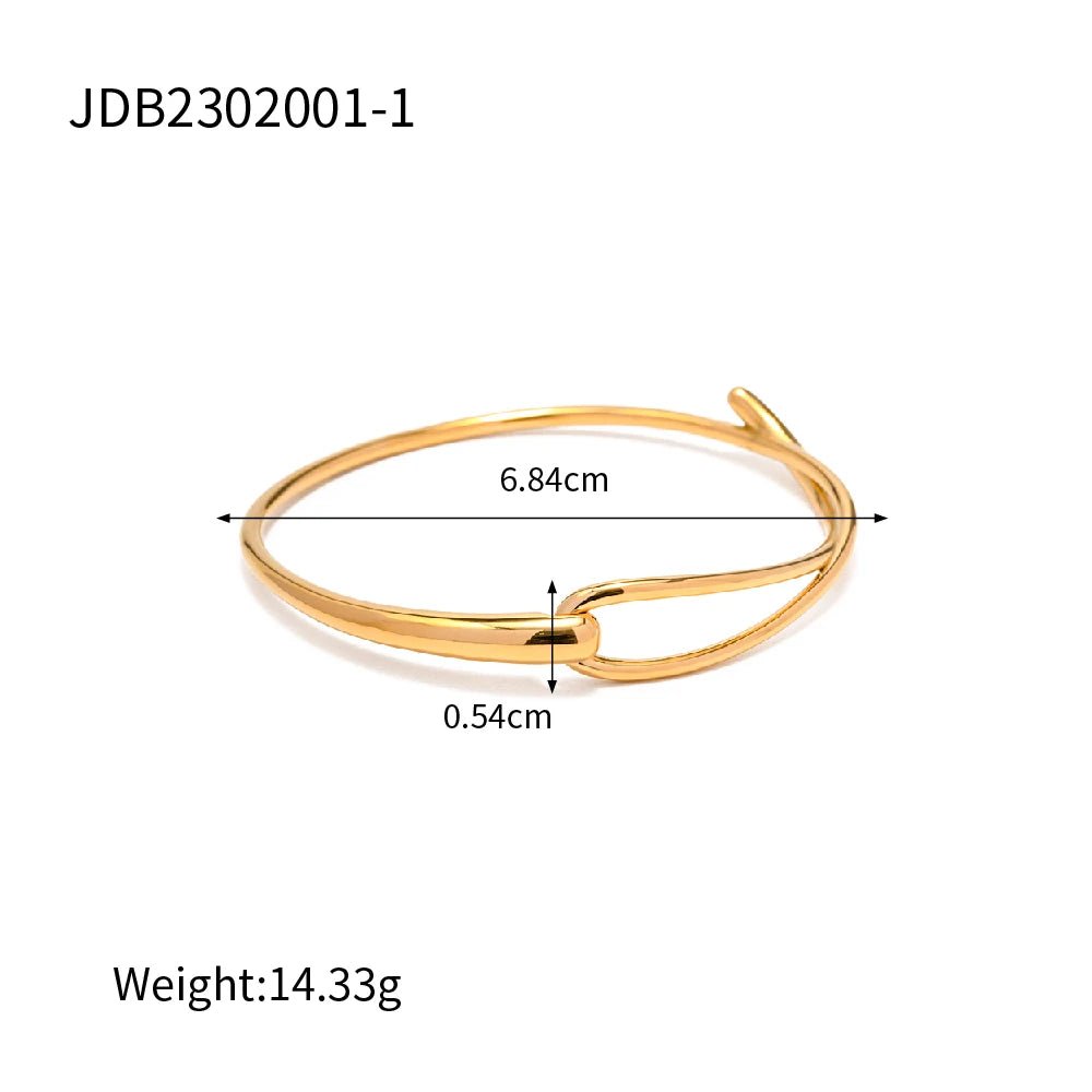 18K Gold Color Waterproof Stainless Steel Cuff Open Bracelet Bangle - WS JewelleryStainless Steel