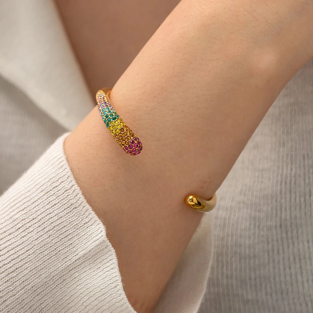 18K Gold Color Waterproof Stainless Steel Cuff Open Bracelet Bangle - WS JewelleryStainless Steel