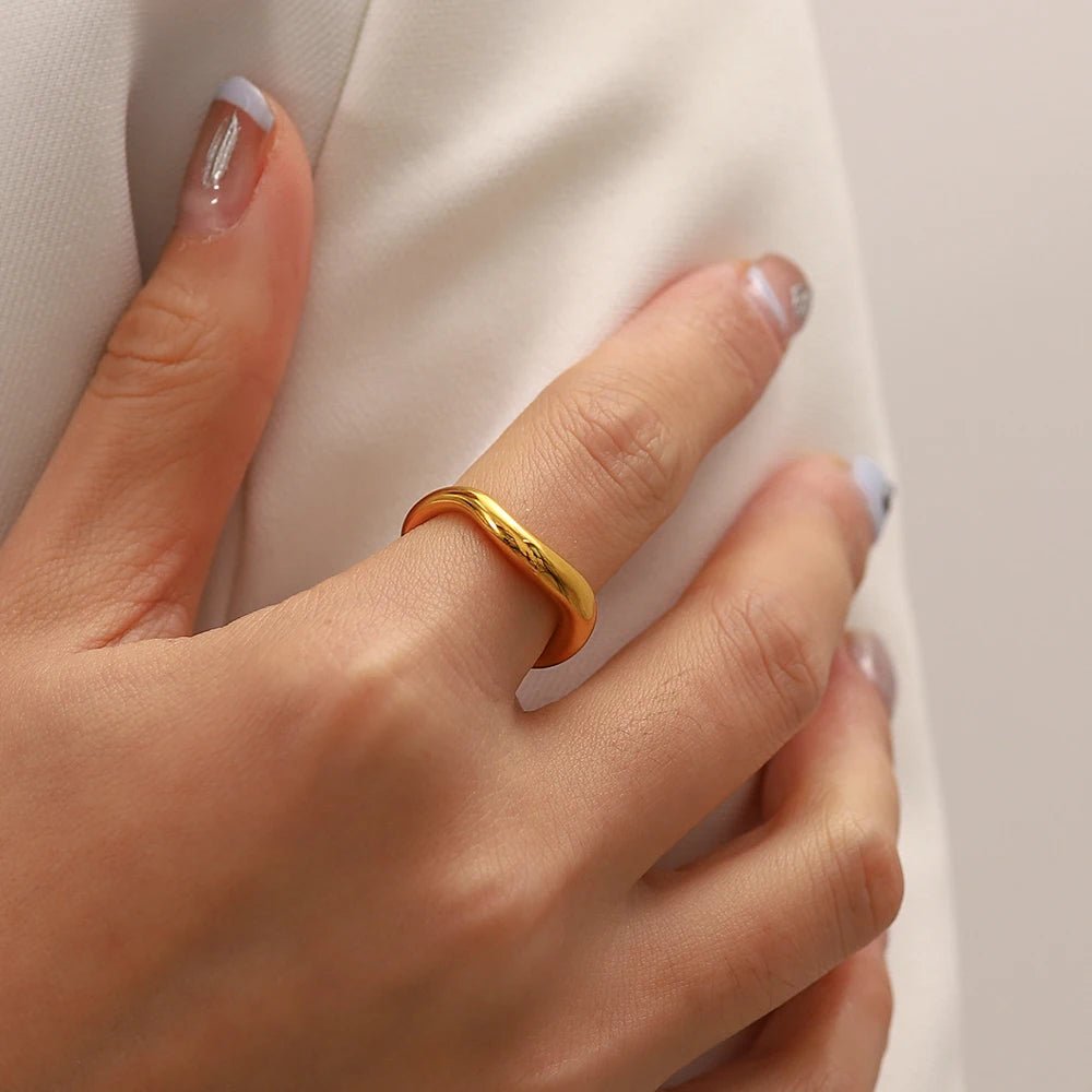 18K Gold Plated Stainless Steel Croissant Statement Ring - WS JewelleryStainless Steel