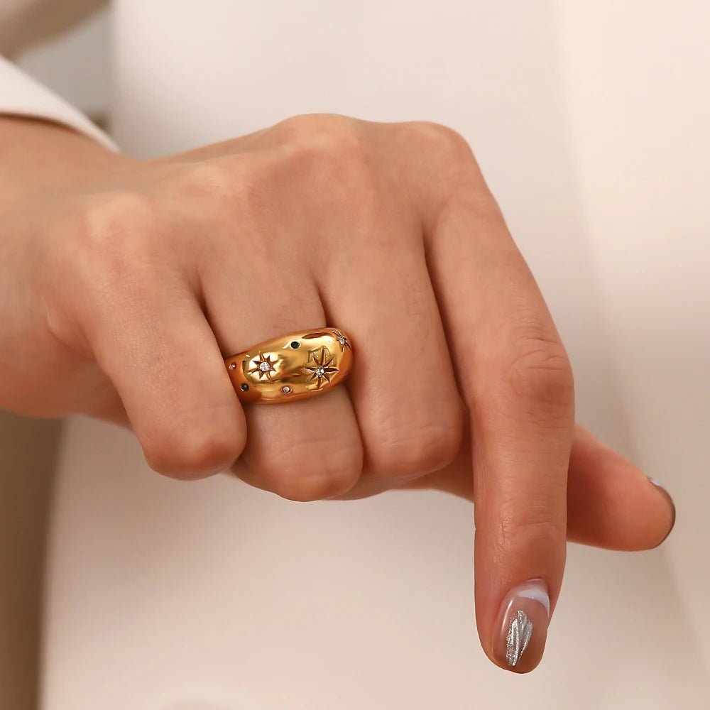 18K Gold Plated Stainless Steel Croissant Statement Ring - WS JewelleryStainless Steel