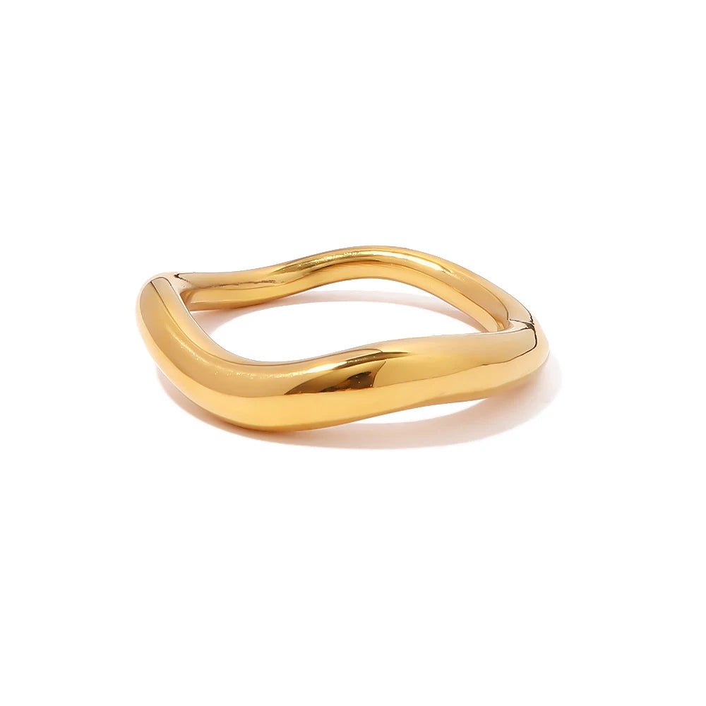 18K Gold Plated Stainless Steel Croissant Statement Ring - WS JewelleryStainless Steel