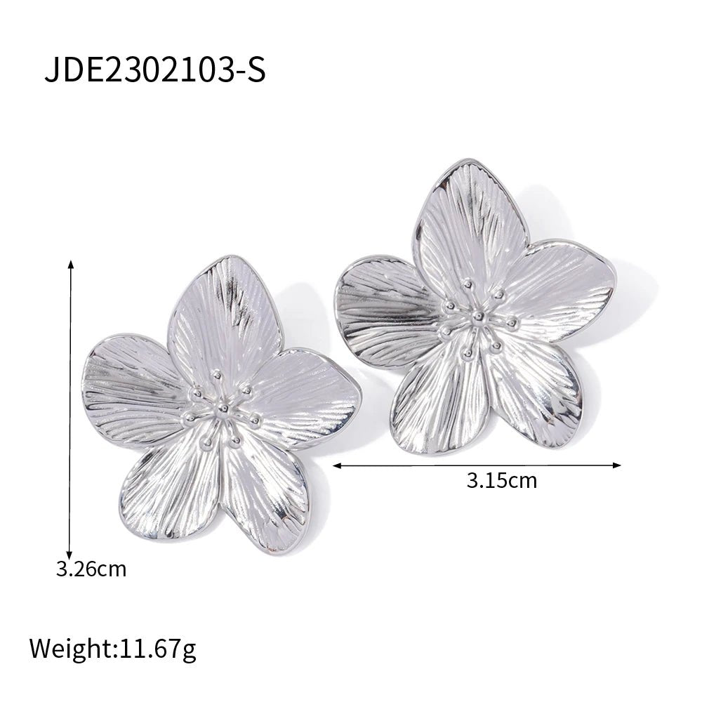 18k Gold Plated Stainless Steel Hypoallergenic Vintage Flower Stud Earrings - WS JewelleryStainless Steel