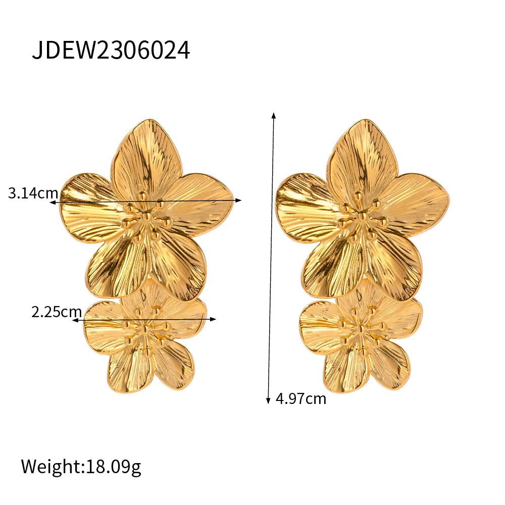 18k Gold Plated Stainless Steel Hypoallergenic Vintage Flower Stud Earrings - WS JewelleryStainless Steel