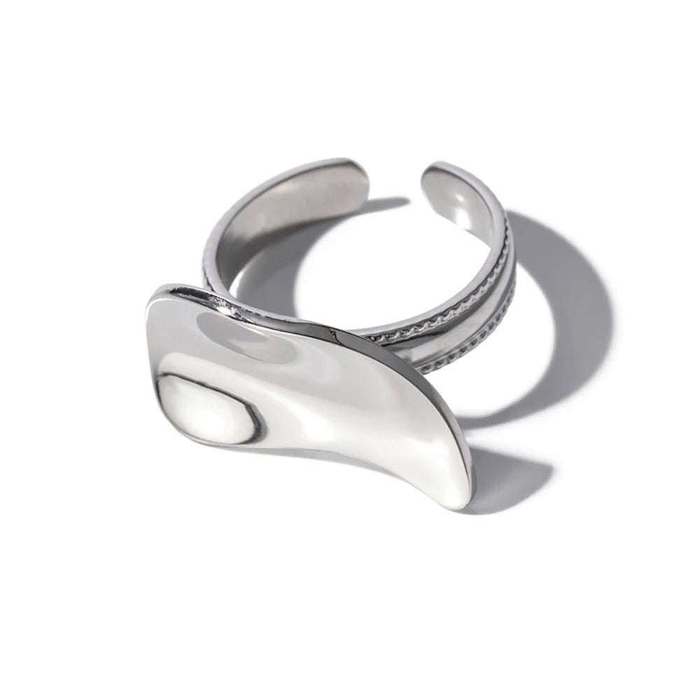 18K GP Stainless Steel Half Moon Open Ring - WS JewelleryStainless Steel