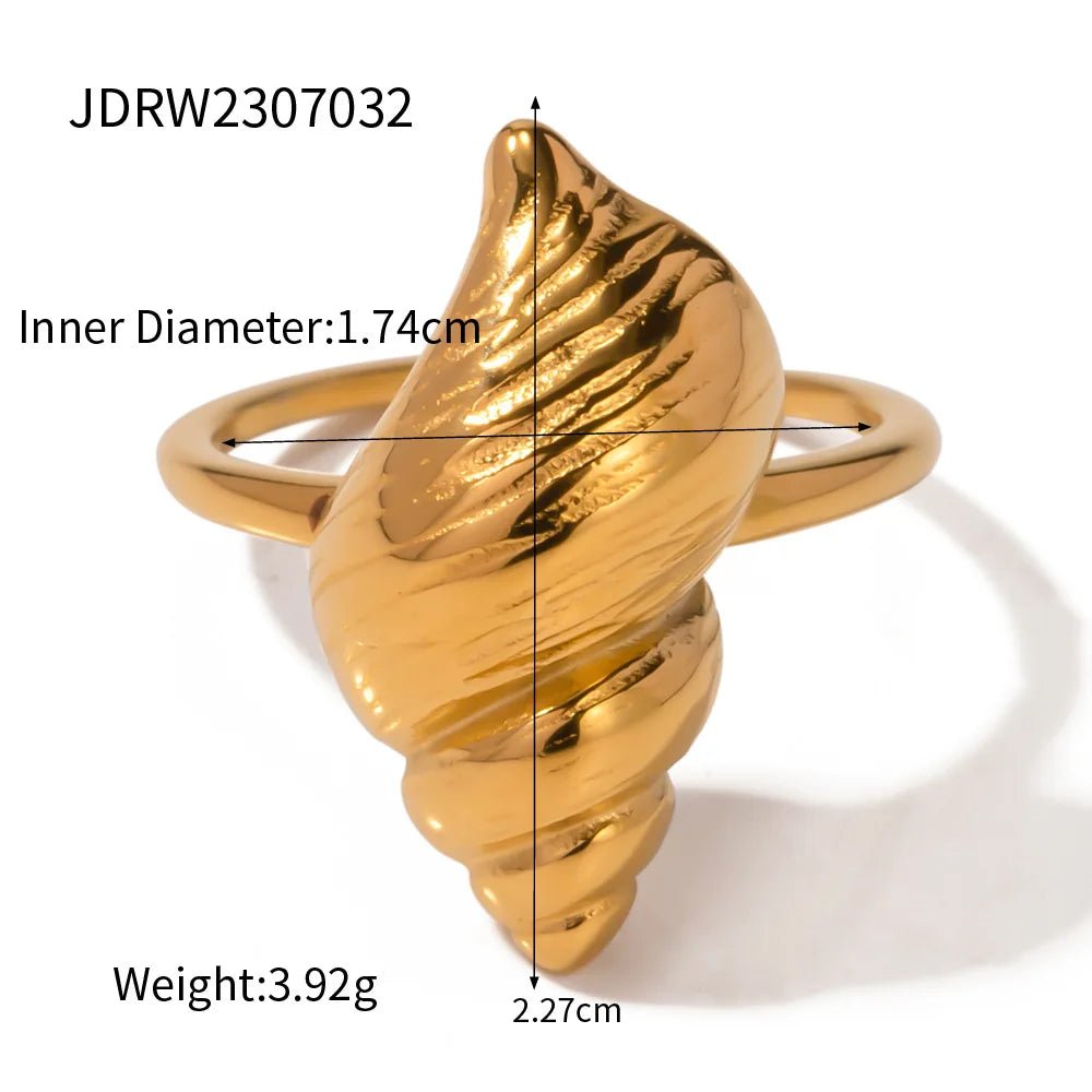 18K GP Stainless Steel Texture Scallop Conch Shell Shape Beach Necklace Earring Set - WS JewelleryStainless Steel