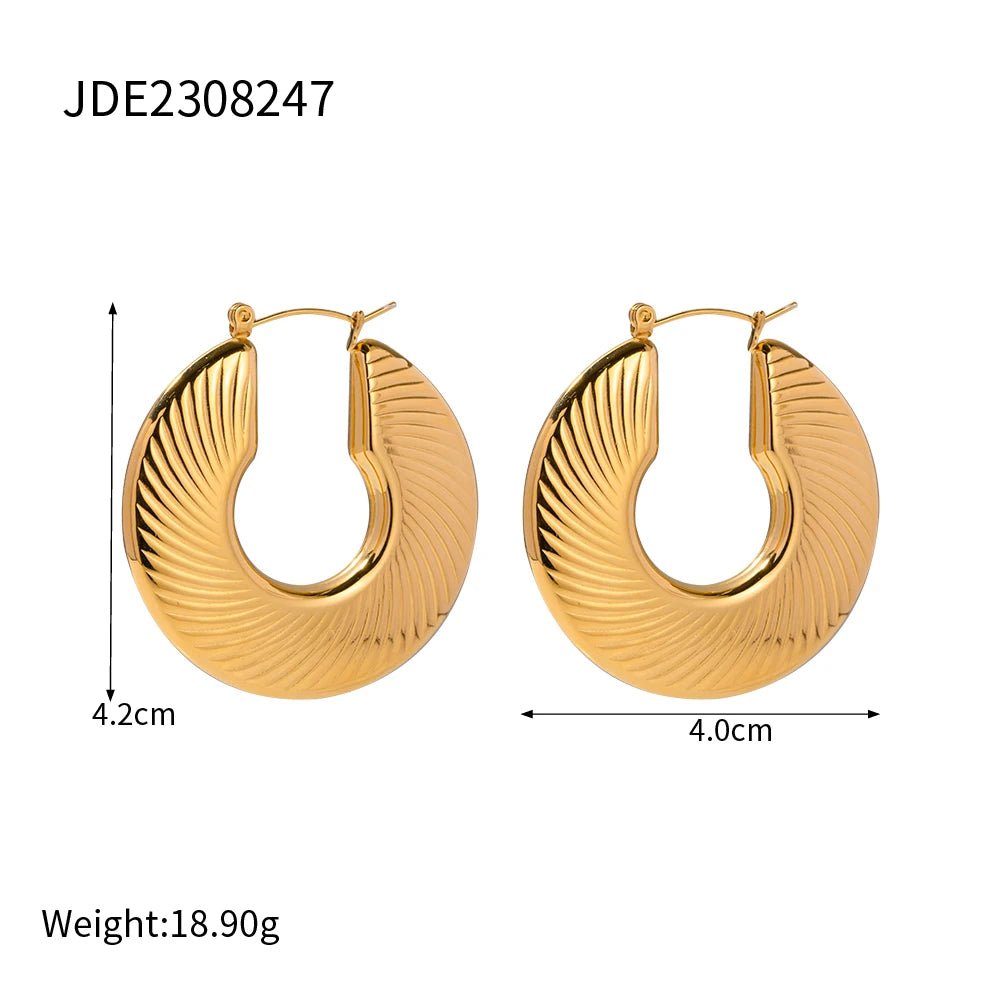 18k GP Waterproof Stainless Steel Plate Pattern Earrings - WS JewelleryStainless Steel