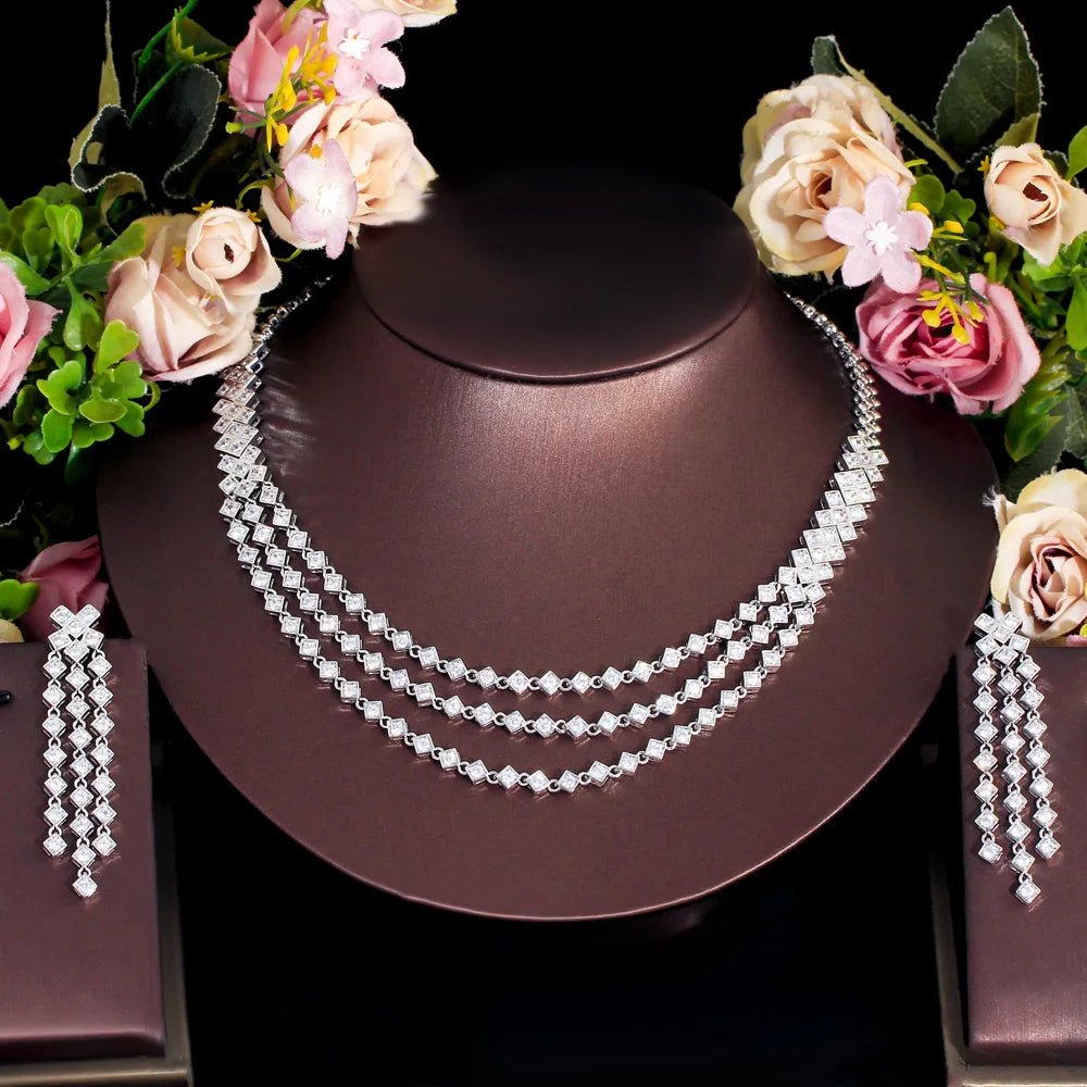 Jewellery Set2Pcs Bling Statement 3 Layered Wedding Bridal Jewelry Sets T704 - WS JewelleryBridal Jewelery SetElegant Jewelery SetJewelery Set