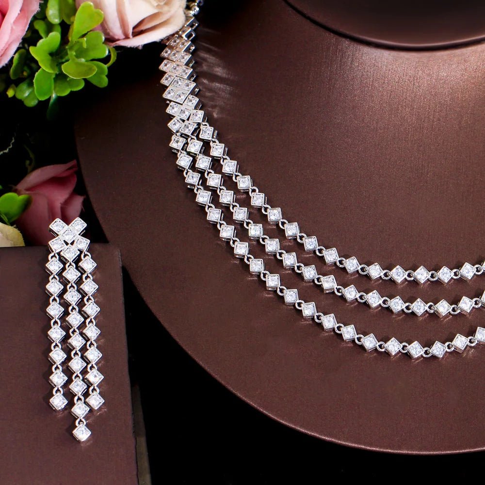 Jewellery Set2Pcs Bling Statement 3 Layered Wedding Bridal Jewelry Sets T704 - WS JewelleryBridal Jewelery SetElegant Jewelery SetJewelery Set