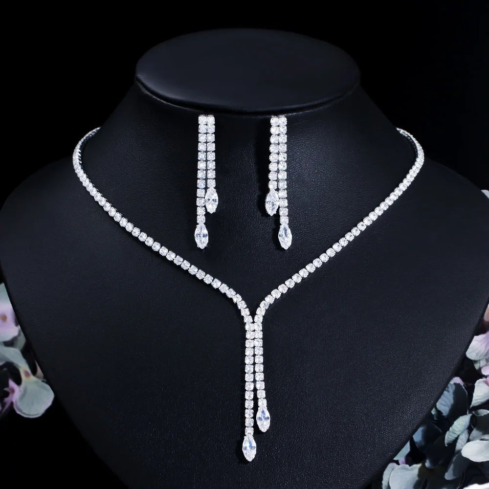 Jewellery Set2Pcs Bling Tassel Drop Wedding Bridal Jewelry Sets T625 - WS JewelleryBridal Jewelery SetElegant Jewelery SetJewelery Set