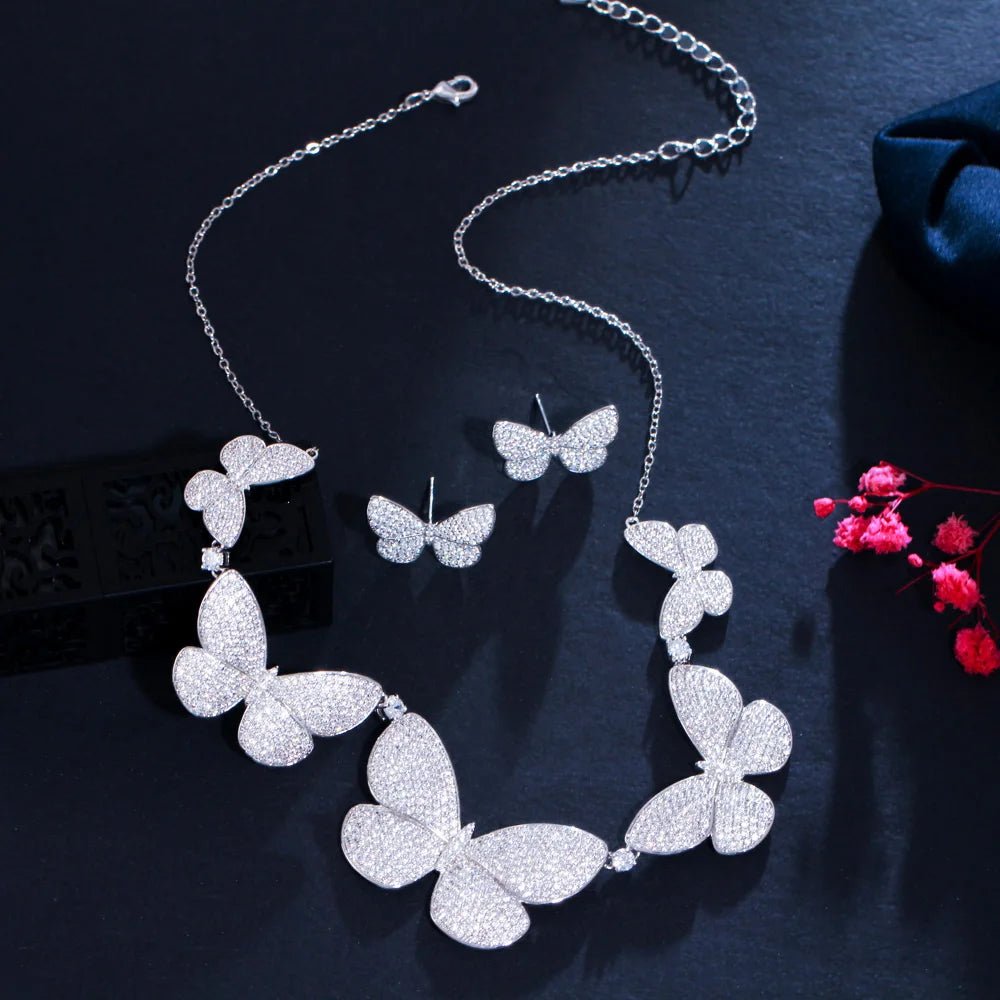 Jewellery Set2Pcs Designer Chic Big Butterfly Bridal Necklace and Earrings Jewelry Set T552 - WS JewelleryBridal Jewelery SetElegant Jewelery SetJewelery Set