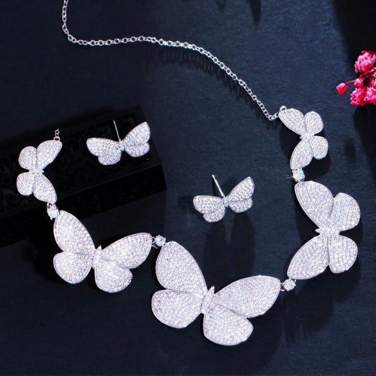 Jewellery Set2Pcs Designer Chic Big Butterfly Bridal Necklace and Earrings Jewelry Set T552 - WS JewelleryBridal Jewelery SetElegant Jewelery SetJewelery Set
