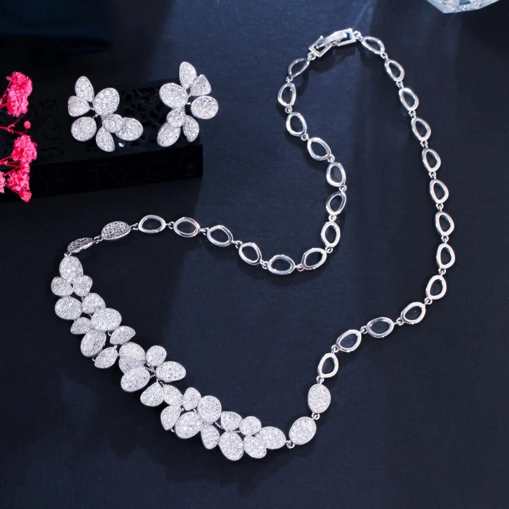 Jewellery Set2Pcs Elegant Flower Leaf Shape Necklace Earrings Jewelry Set T566 - WS JewelleryBridal Jewelery SetElegant Jewelery SetJewelery Set