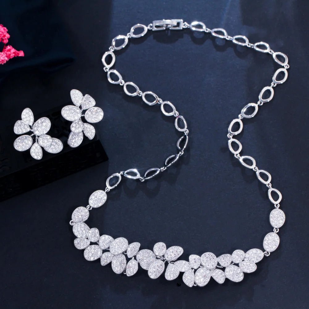 Jewellery Set2Pcs Elegant Flower Leaf Shape Necklace Earrings Jewelry Set T566 - WS JewelleryBridal Jewelery SetElegant Jewelery SetJewelery Set