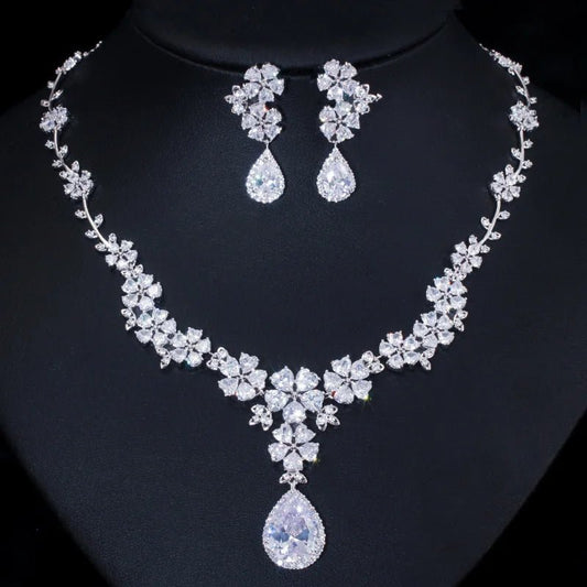 Jewellery Set2Pcs Flower Drop Jewelry Set T108 - WS JewelleryBridal Jewelery SetElegant Jewelery SetJewelery Set