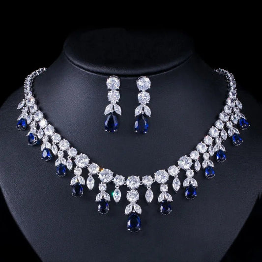 Jewellery Set2Pcs Luxury Navy Wedding Dangle Drop Bridal Jewelry Sets T341 - WS JewelleryBridal Jewelery SetElegant Jewelery SetJewelery Set