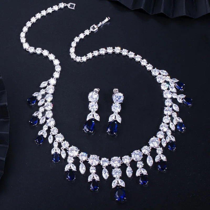 Jewellery Set2Pcs Luxury Navy Wedding Dangle Drop Bridal Jewelry Sets T341 - WS JewelleryBridal Jewelery SetElegant Jewelery SetJewelery Set