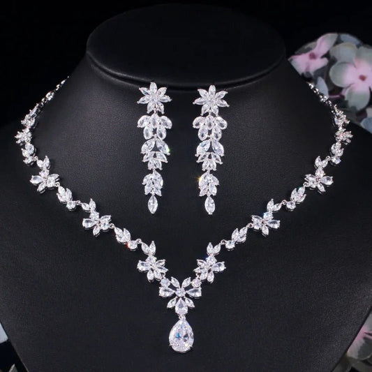 Jewellery Set2Pcs Water Drop Flower Jewelry Set T451 - WS JewelleryBridal Jewelery SetElegant Jewelery SetJewelery Set