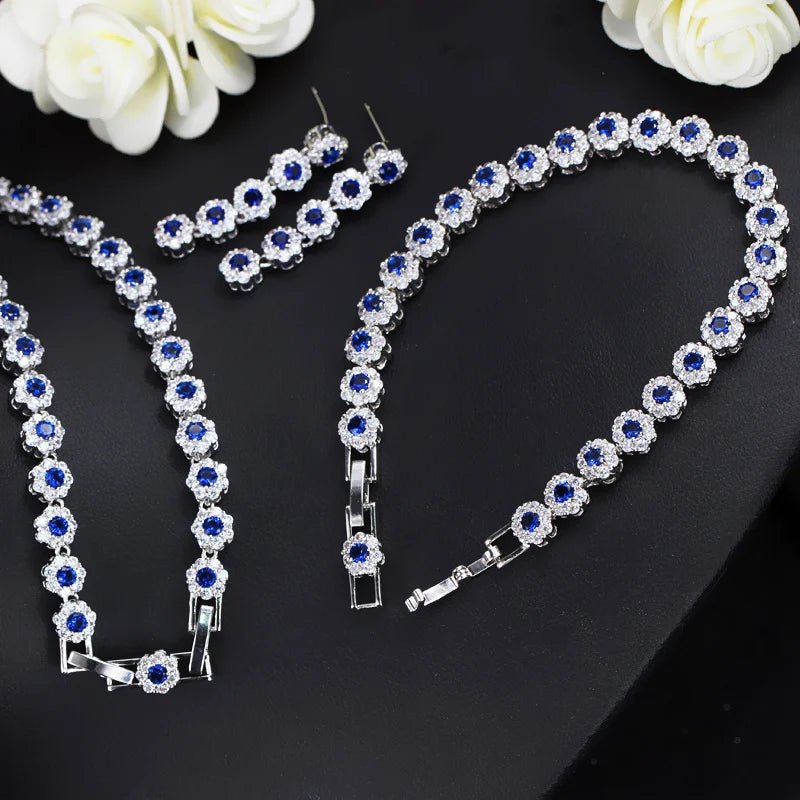 Jewellery Set3 Pcs Blue Crystal Jewelry Set T030 - 3 Colors - WS JewelleryBridal Jewelery SetElegant Jewelery SetJewelery Set