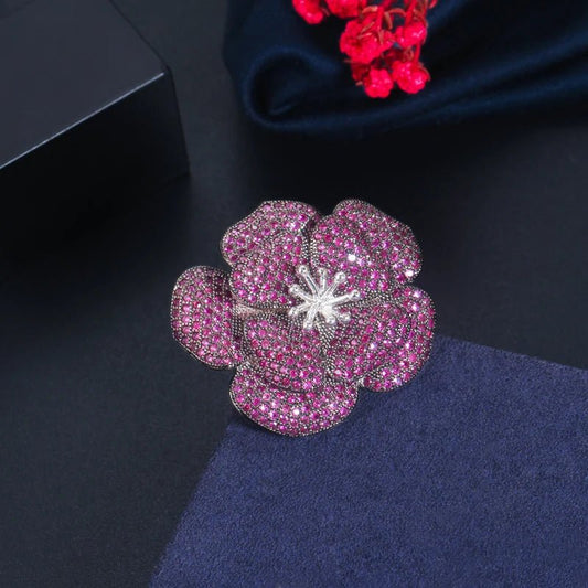 3D Pink Red Flower Adjustable Ring R173 - WS JewelleryBridal RingCocktail RingFlower Ring