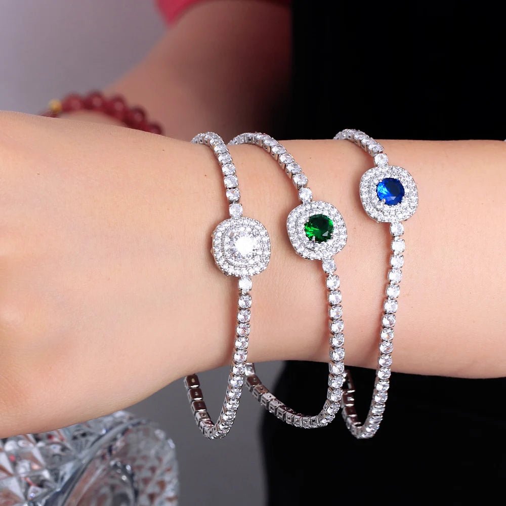 Jewellery Set4 Color Square Tennis Bracelets CB326 - WS JewelleryBraceletBridal BraceletTennis Bracelet